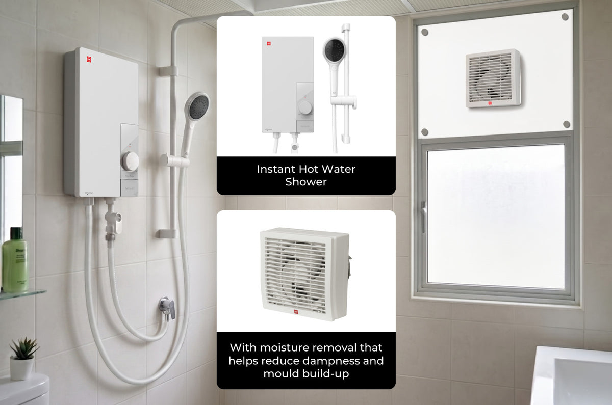 Instant Hot Shower. Drier spaces. 
