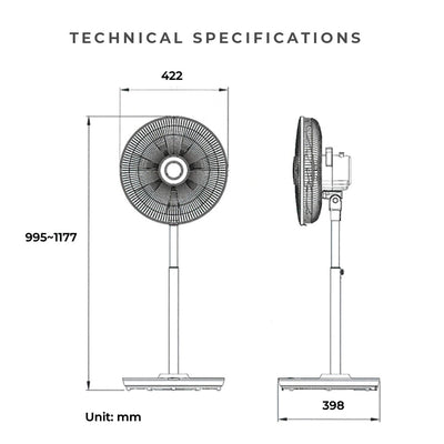 7 Blades Stand Fan with Remote Control (36cm/14”)