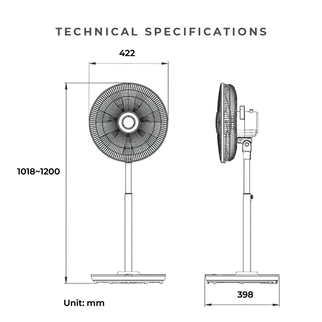 7 Blades DC Stand Fan with Remote Control (36cm/14”)