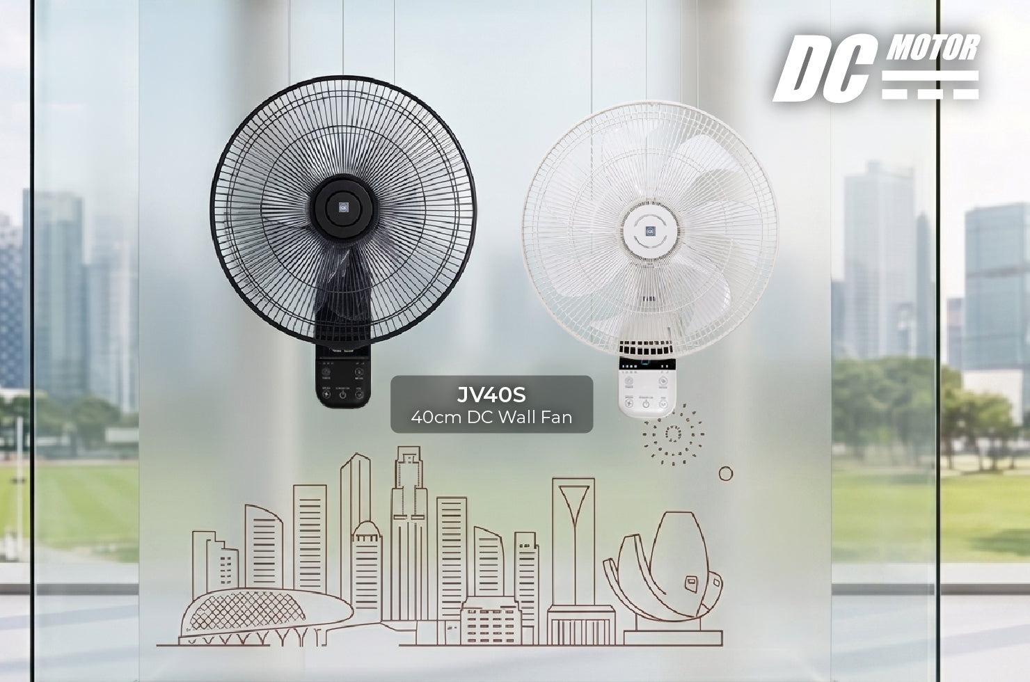 8-speed DC Wall Fan with Remote Control (40cm/16”)