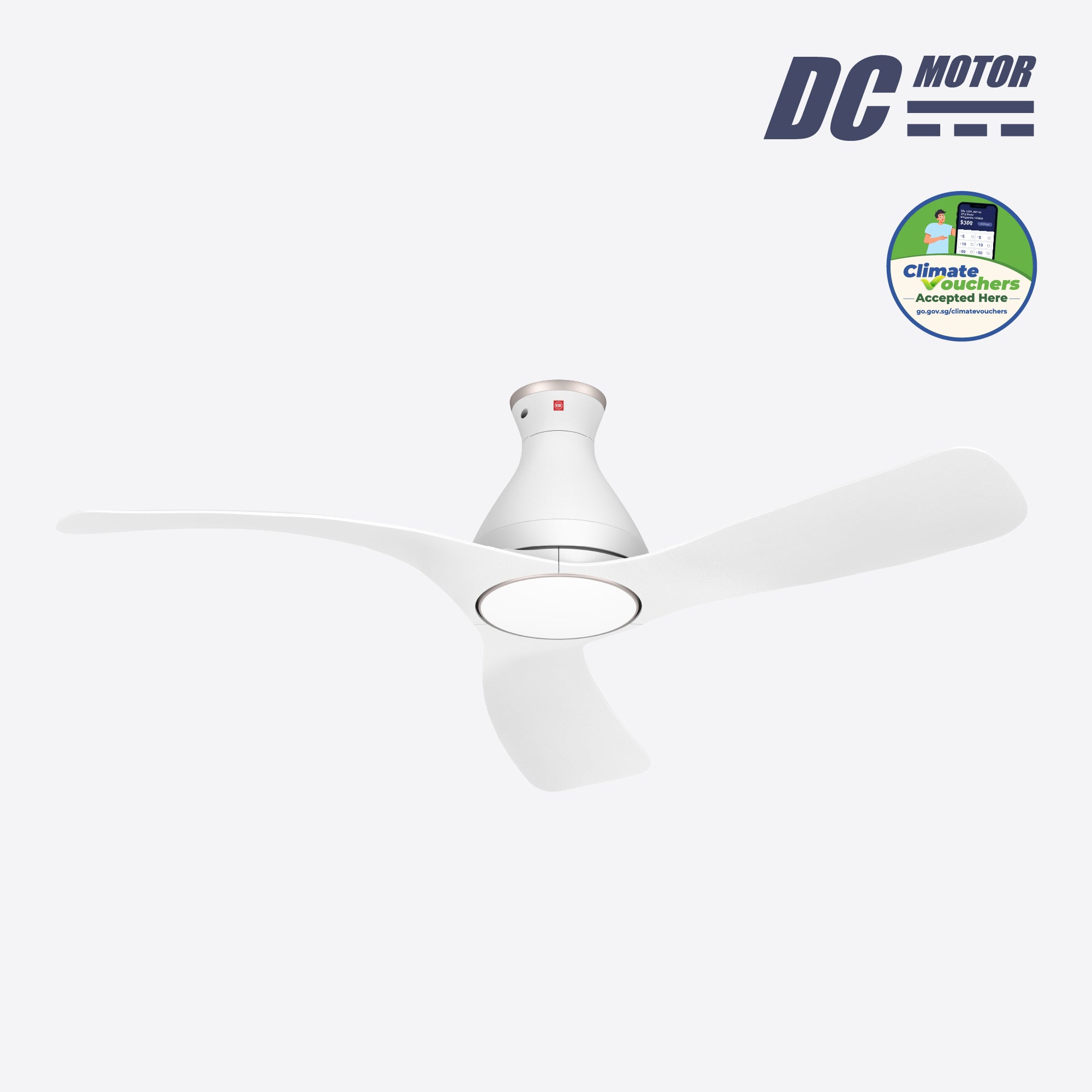 3-Blades Wifi-Control DC Ceiling Fan with LED Light (140cm)