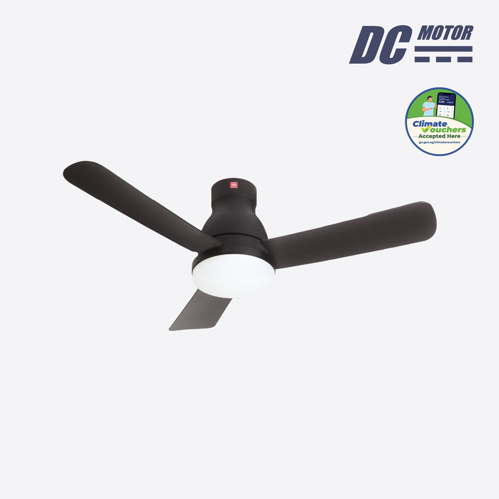 3-Blades Remote Control DC Ceiling Fan with LED Light (120cm)