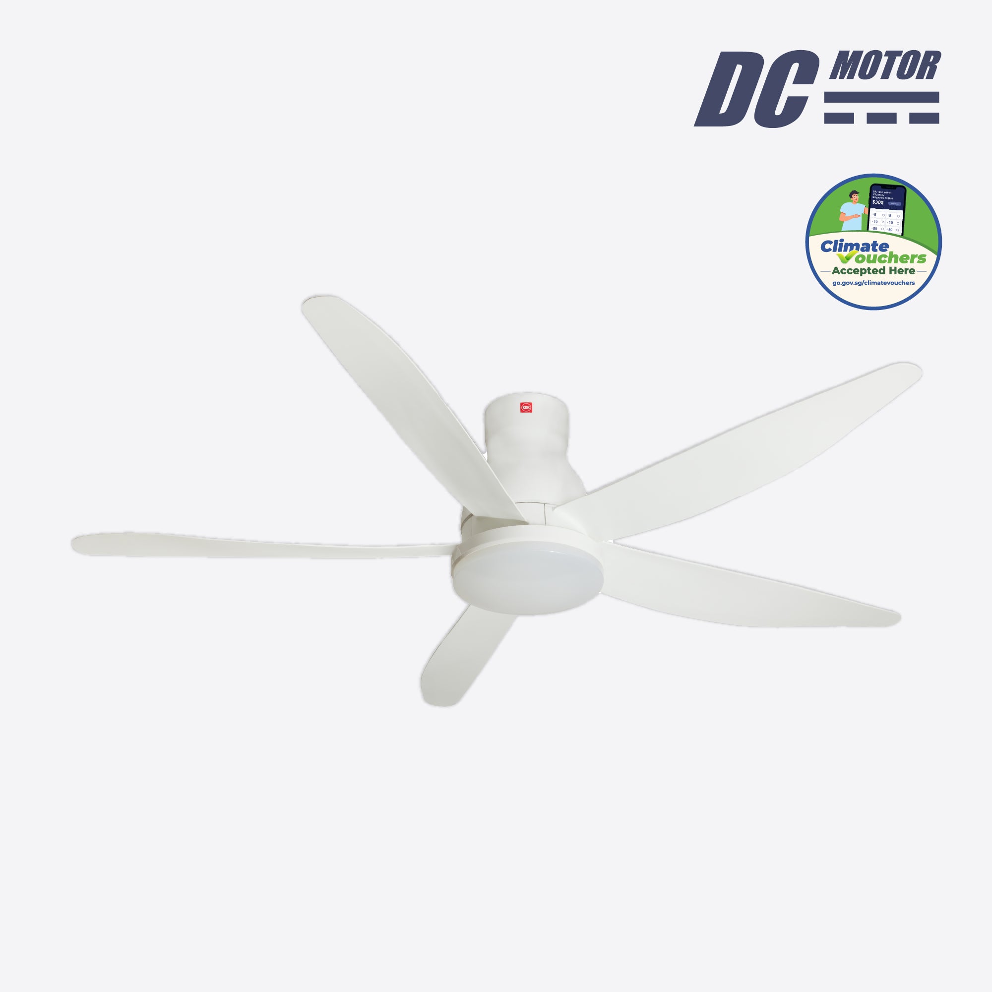 5-Blades Remote Control DC Ceiling Fan with LED Light (150cm