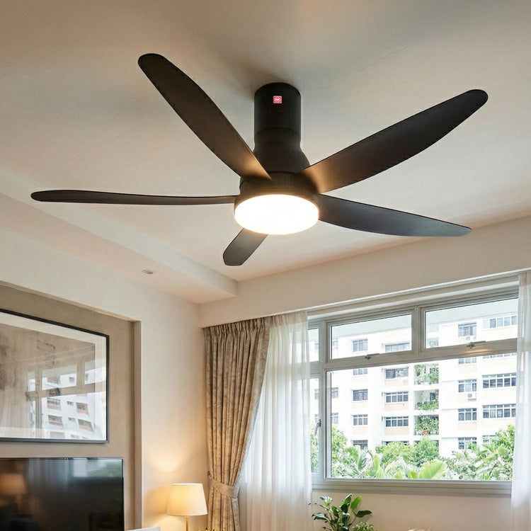 5-Blades Remote Control DC Ceiling Fan with LED Light (150cm